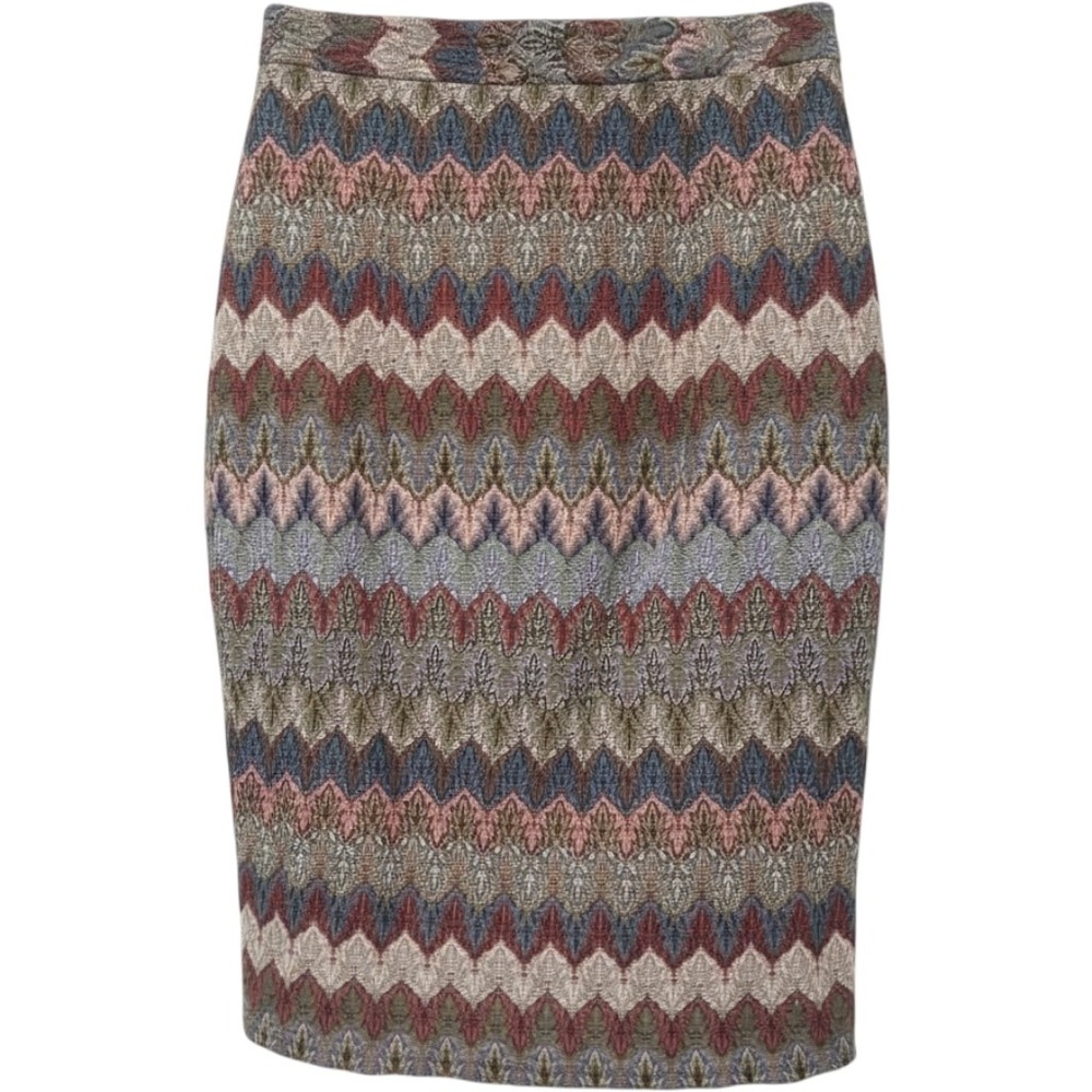 Melissa Paige Metallic Chevron Knit Pencil Skirt Medium Multicolored Lined